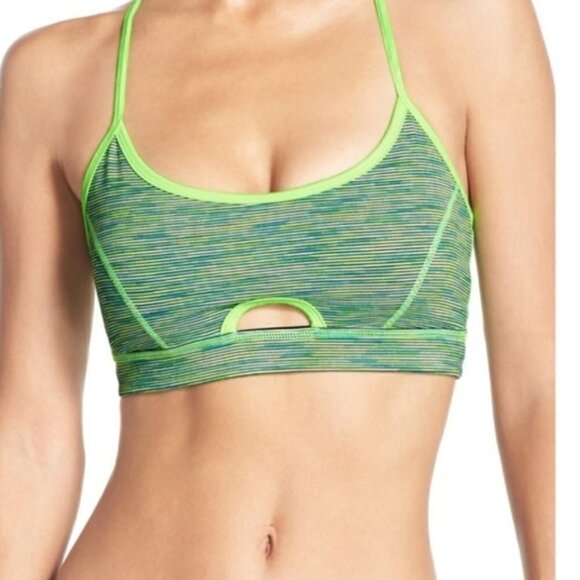 Zella Sundown T-Back Sports Bra Swim Top Green Size Large Gym Run Activewear - Picture 1 of 11